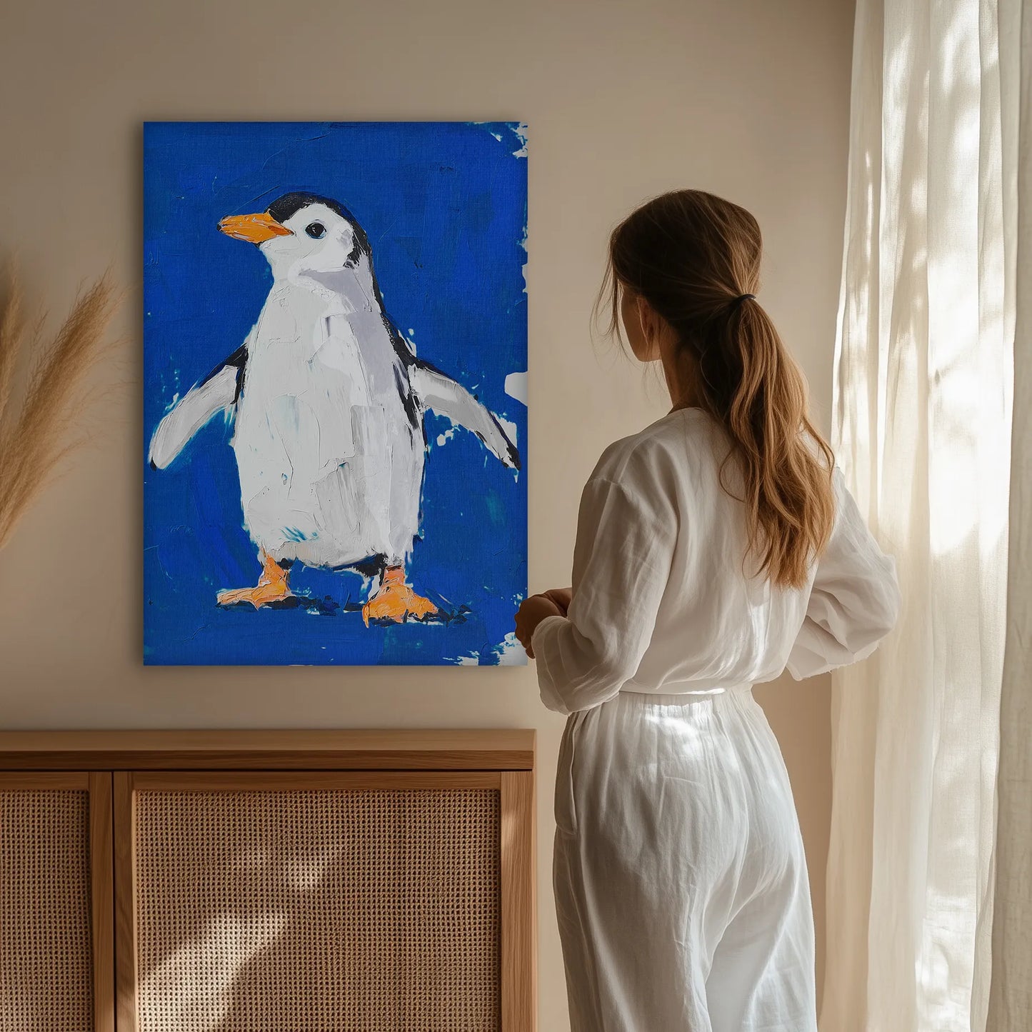 Azure Penguin Obraz na Płótnie