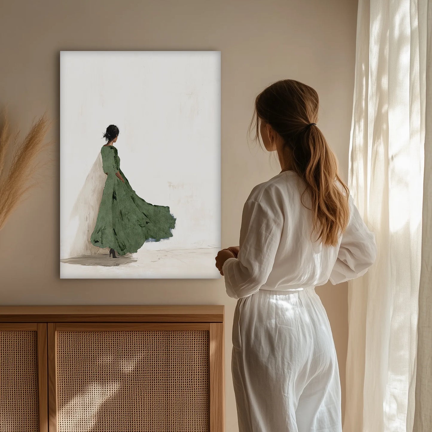 Sage Green Dres Obraz na Płótnie