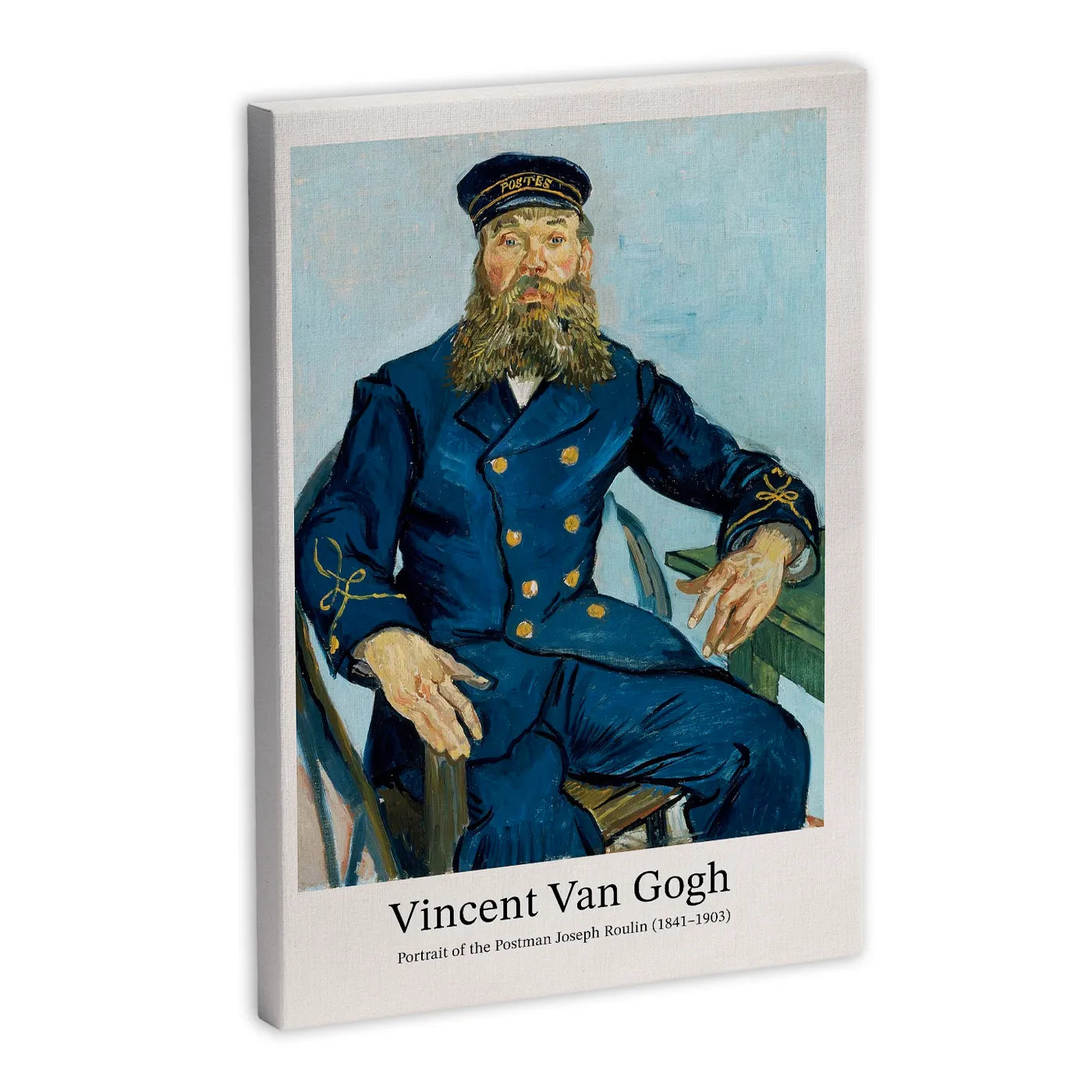 Obraz na płótnie przedstawiający portret listonosza Josepha Roulin namalowany przez Vincenta van Gogha.